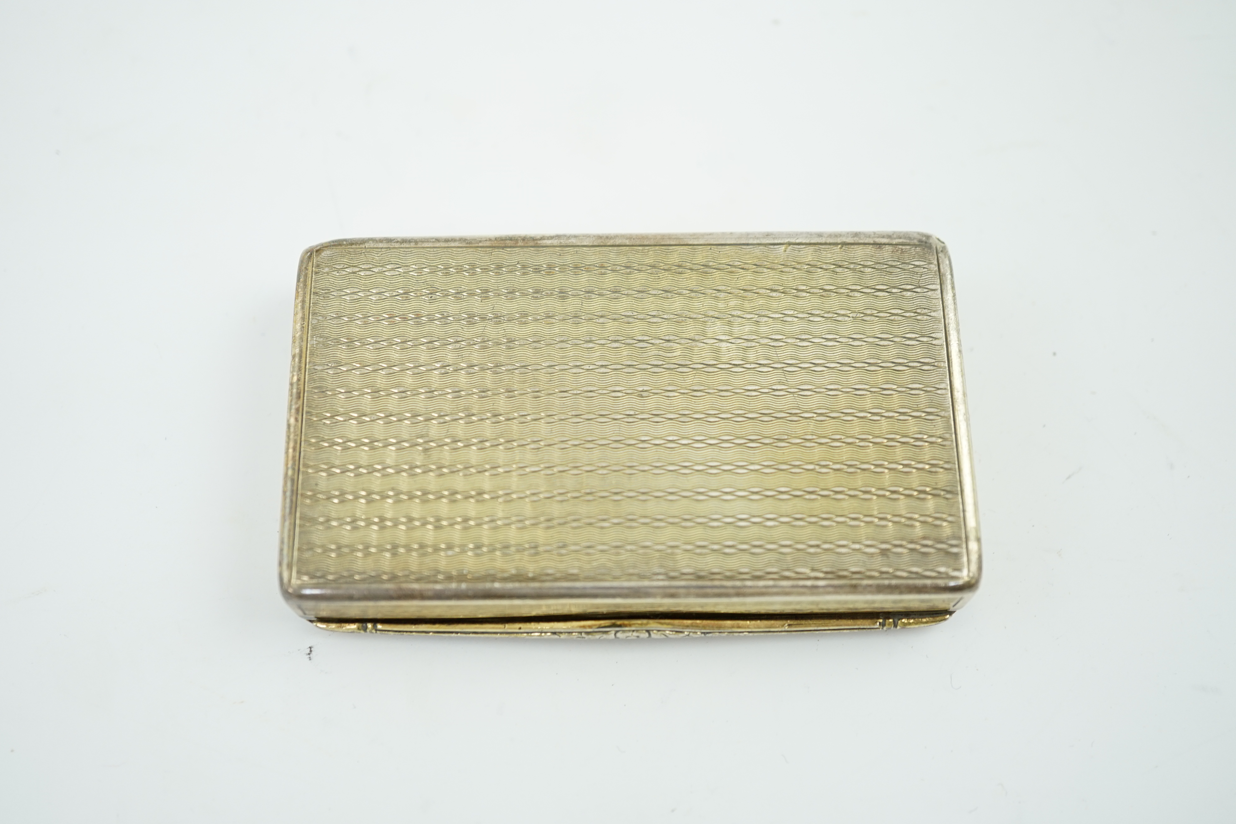 A late William IV Scottish engine turned silver gilt rectangular snuff box, by James Nasmyth